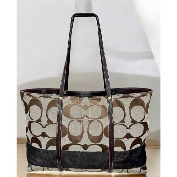 Y2K Coach 11099 Legacy Signature Stripe Large Tote & 40028 Signature Wristlet - Picture 3 of 16